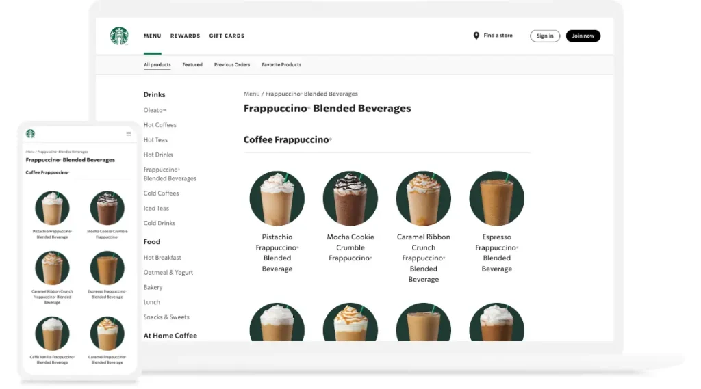 Starbucks Progressive Web App screenshot