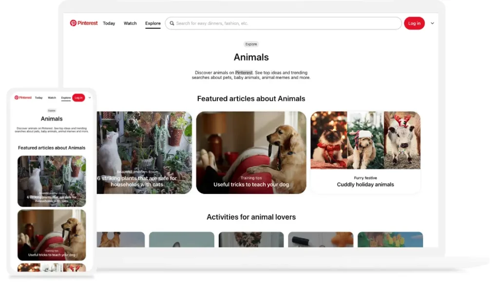 Pinterest Progressive Web App screenshot